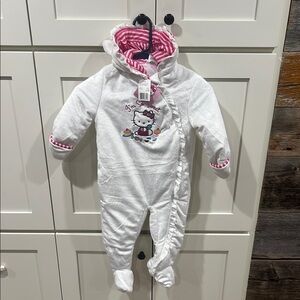 NWT Hello Kitty White and Pink Footies with Hood and Built-in Feet